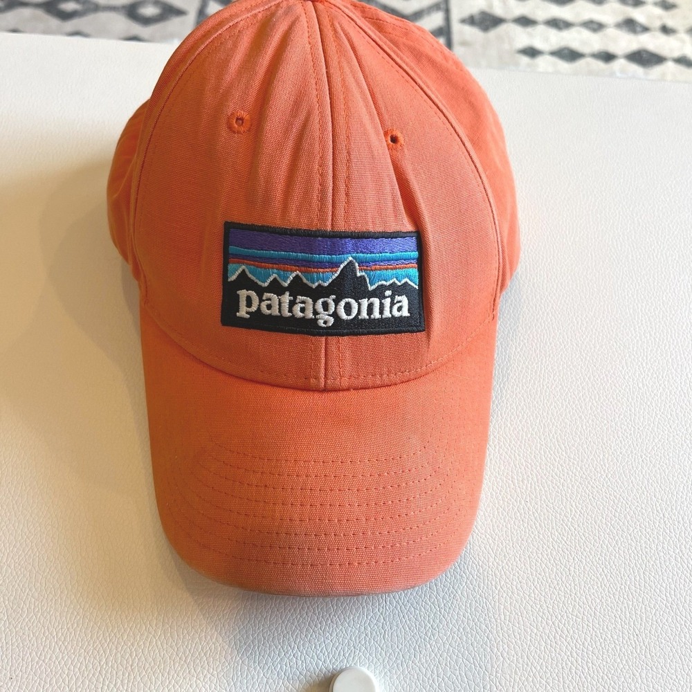 Patagonia P-6 Logo LoPro Trucker Hat Orange Organic Cotton Snapback STY38132